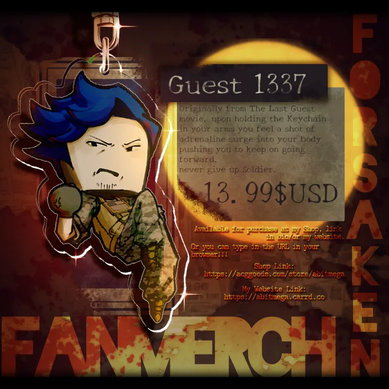 askme♡ Guest 1337 | Roblox Forsaken / The Last Guest | Acrylic Keychain