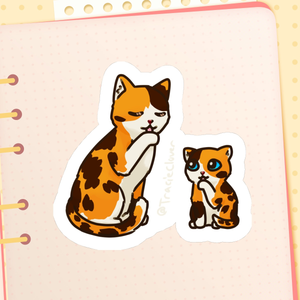 Calico Cat and Kitten Sticker