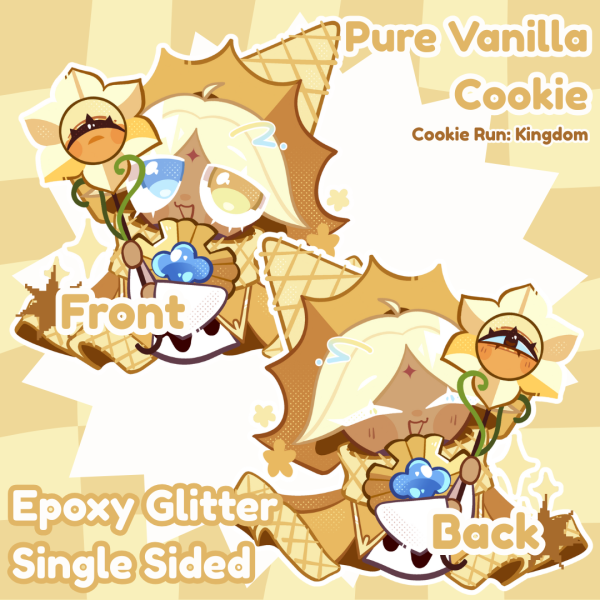 Pure Vanilla Cookie 6cm Epoxy Glitter Keychain [Cookie Run: Kingdom]