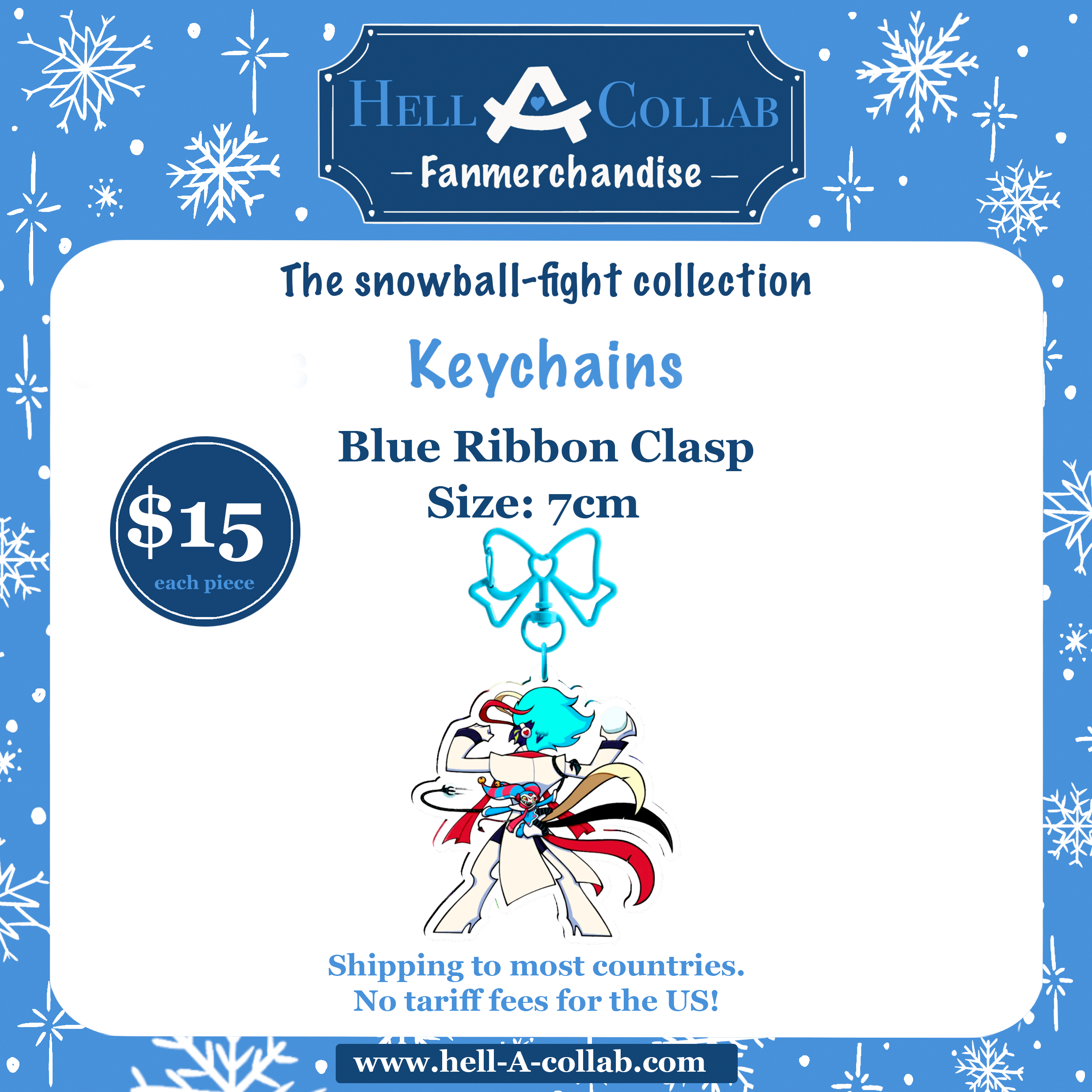 [ Helluva Boss ] Fizz and Ozzie Snowball Fight Collaboration Keychain