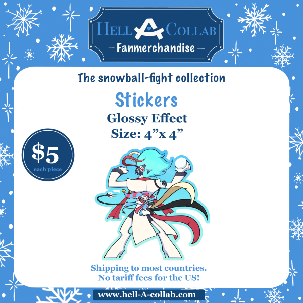 [ Helluva Boss ] Fizz and Ozzie Snowball Fight Collaboration Sticker