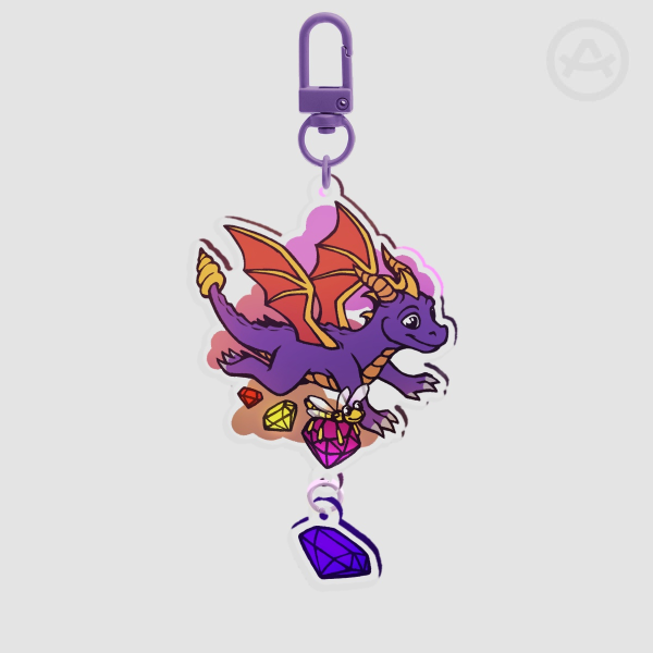 Playstation Platformer Keychain - Purple Dragon