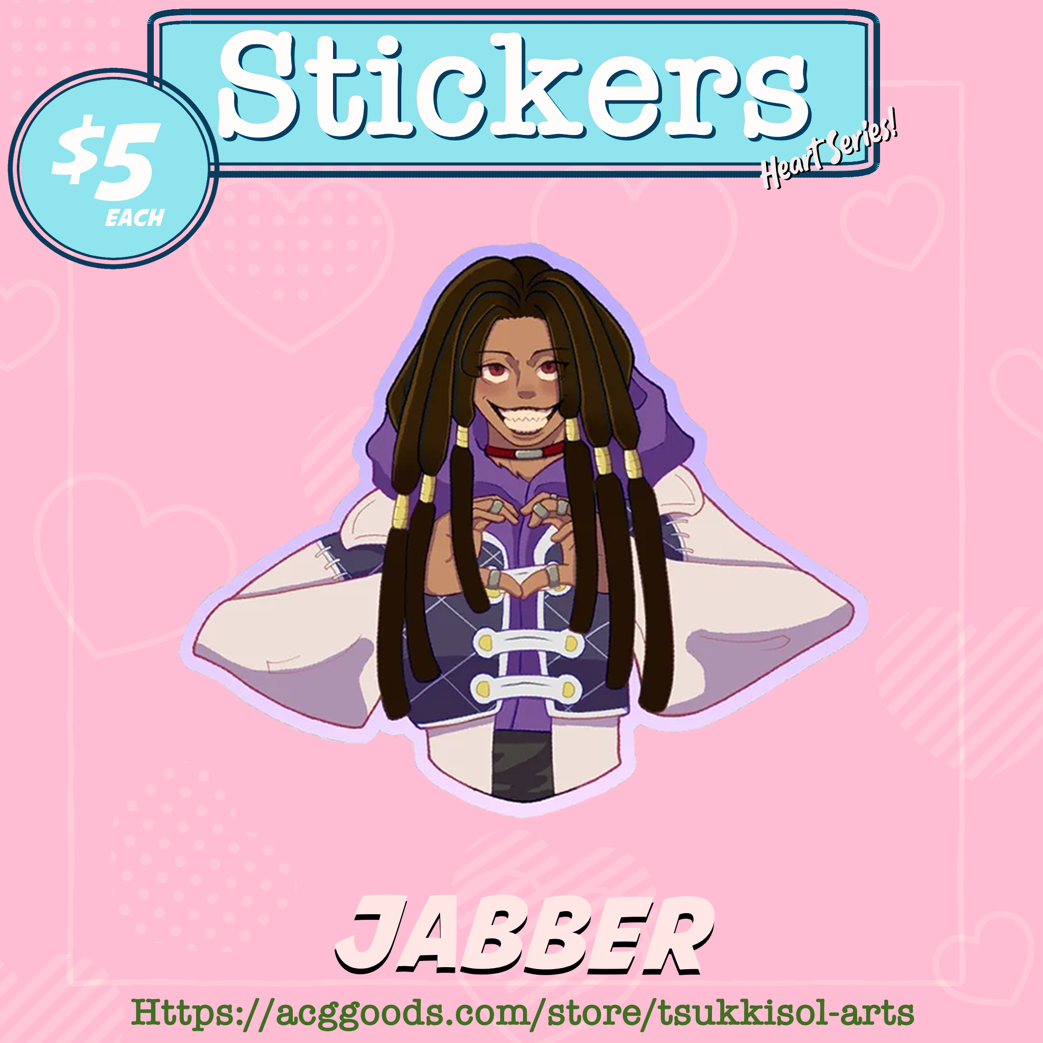 Gachiakuta Jabber Heart Series Colored Edge Die Cut Stickers