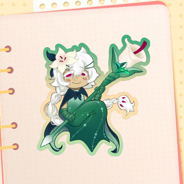 White Lily Cookie Colored Edge Die Cut Stickers