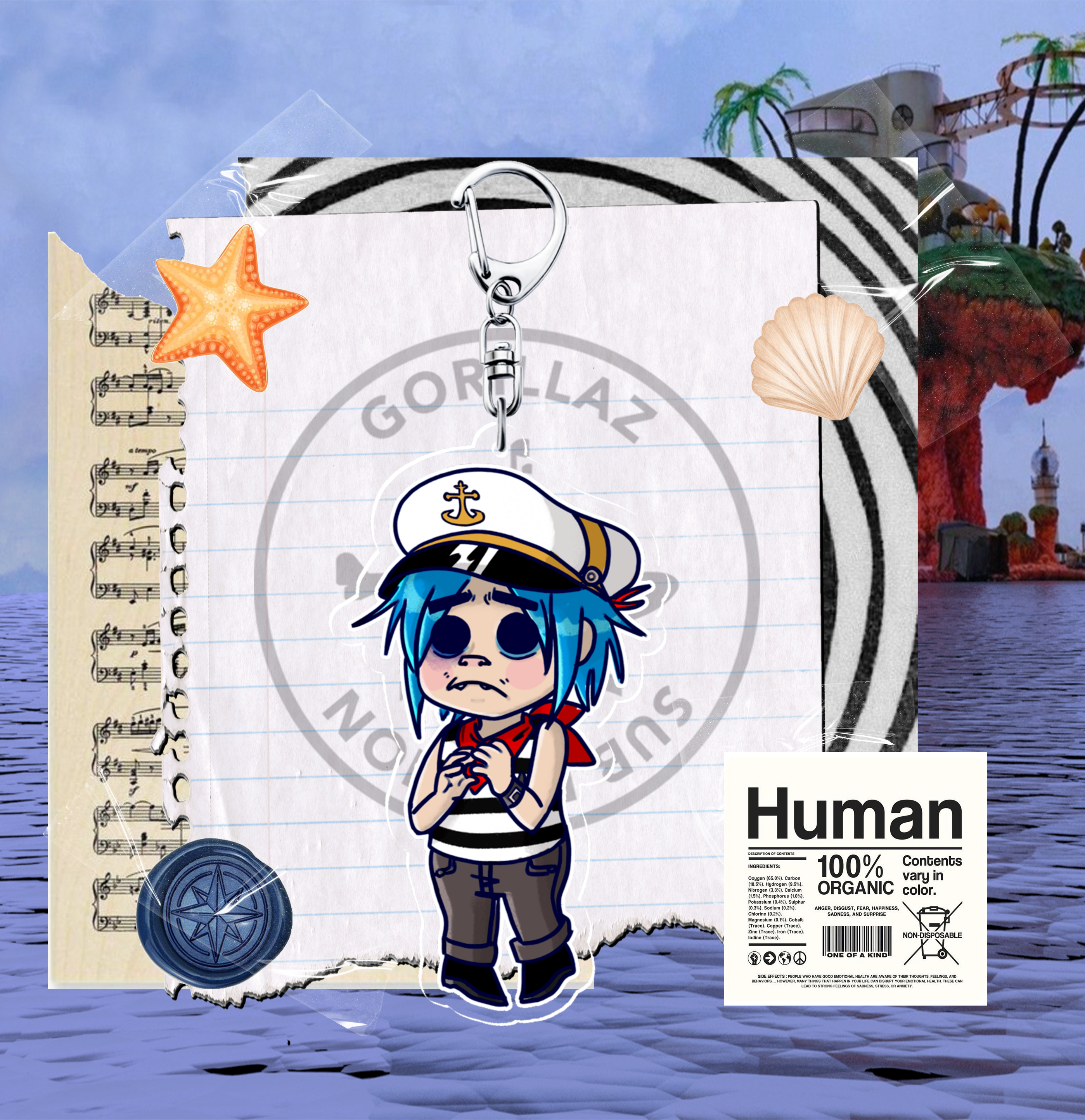 UPDATED Plastic beach 2D clear keychain