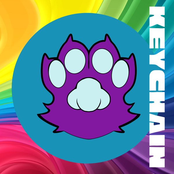 Magenta Paw Keychain (White)