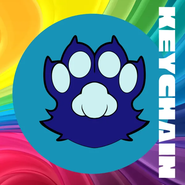 Blue Paw Keychain (White)