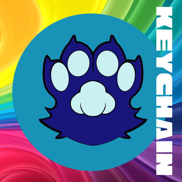 Blue Paw Keychain (White)