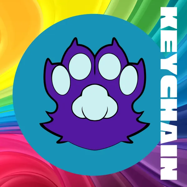 Purple Paw Keychain (White)