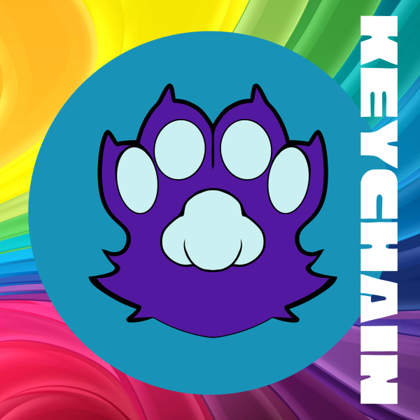 Purple Paw Keychain (White)