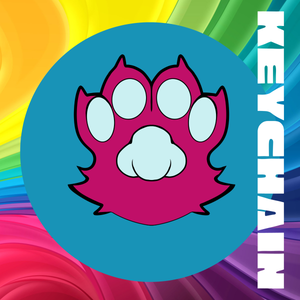 Pink Paw Keychain (White)