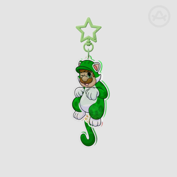 Cat Luigi Tail Wag Keychain