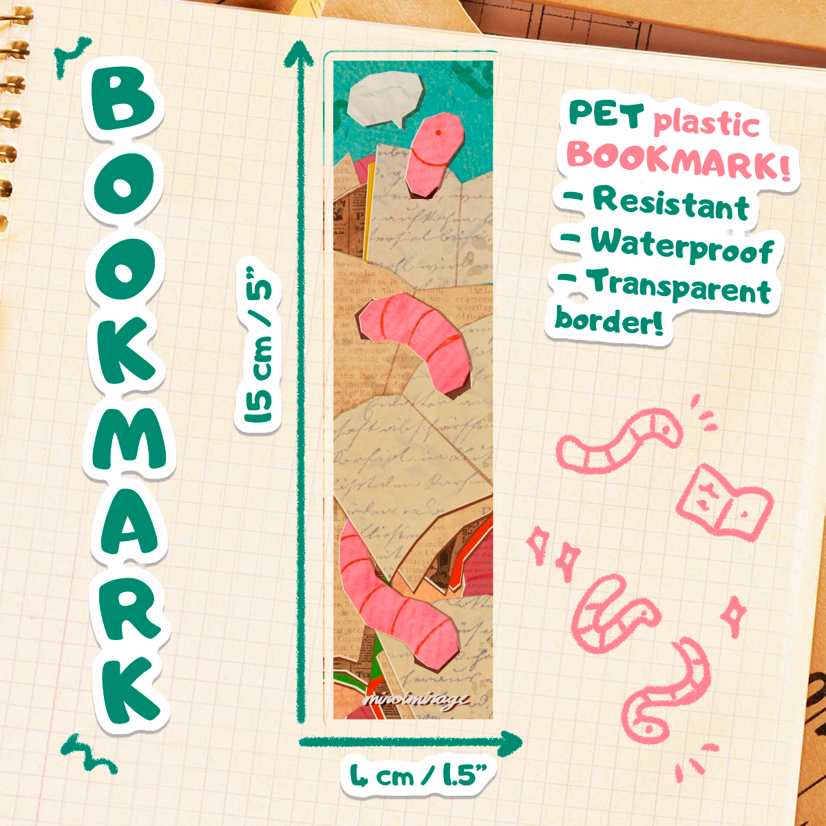 Bookworm - PET Plastic Bookmark [Original]