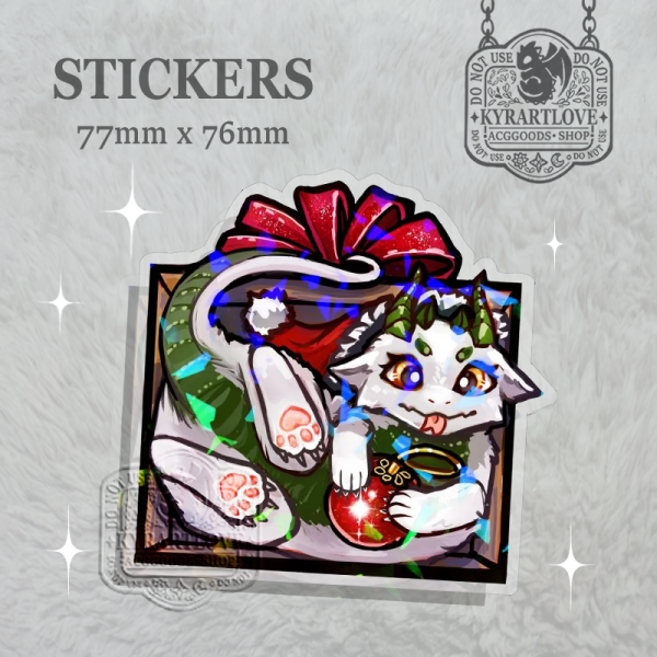 Sticker dragon Christmas Dragon cute Clear PET Vinyl Die Cut Stickers