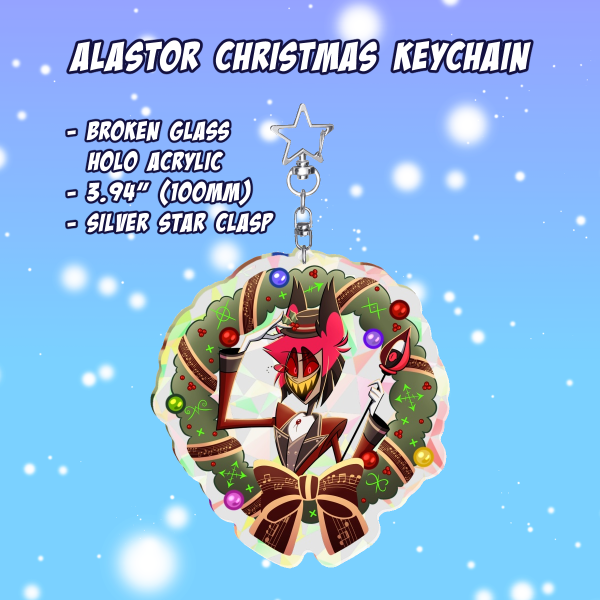 Alastor Christmas Broken Glass Holo Keychain