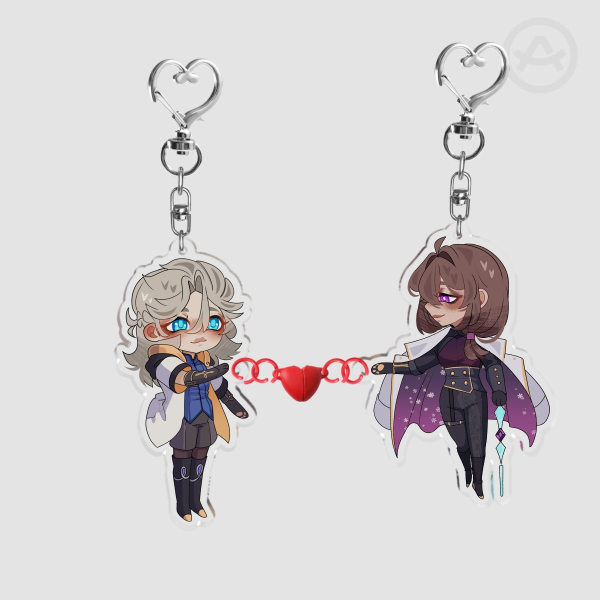Albedo x Didier magnetic heart keychain