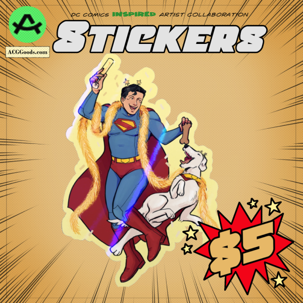 Superman and Krypto NYE Party Sticker