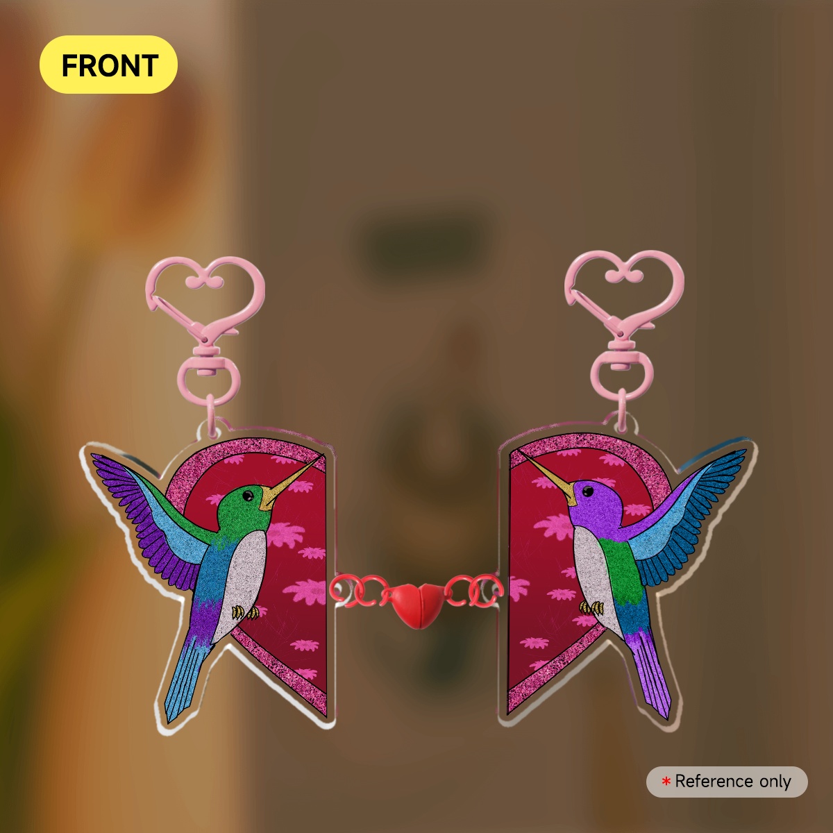 Hummingbirds in Love Magnet Keychain