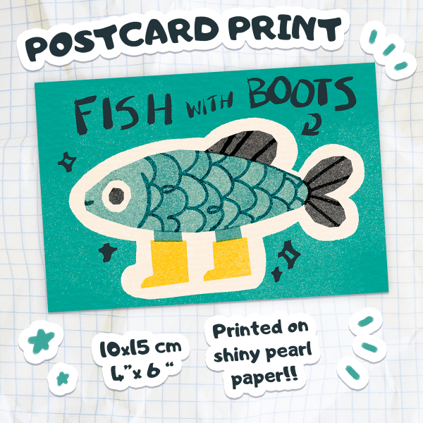Fish with Boots - Postcard Print [Original]