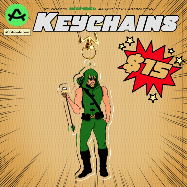 JL NYE Party Green Arrow Acrylic Keychain