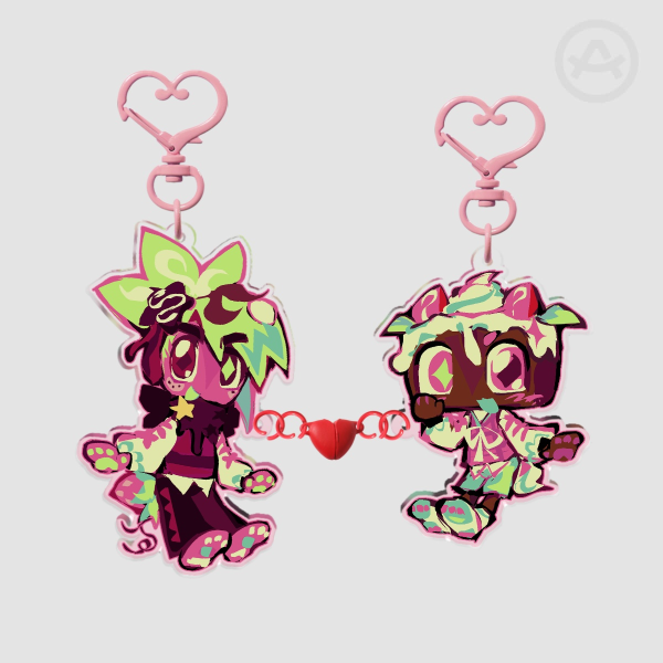 Dandy's world || Sprout & Cosmo valentines heart magnet keychain