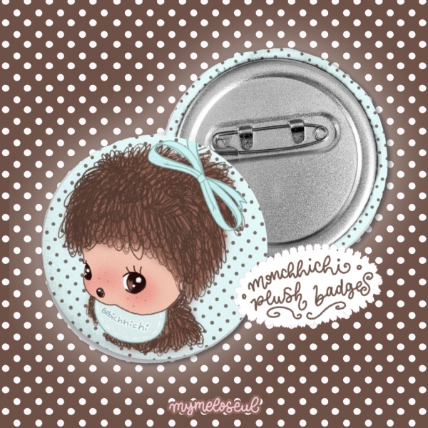 monchhichi mint choco plush badge