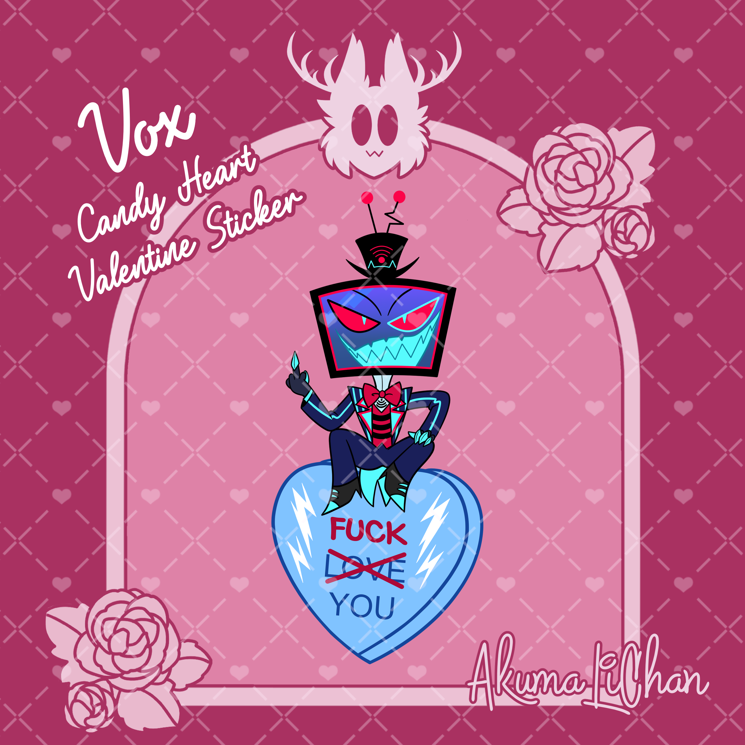Chibi Vox Valentine Candy Heart Sticker