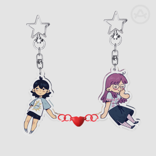 aya and cori heart magnet keychains