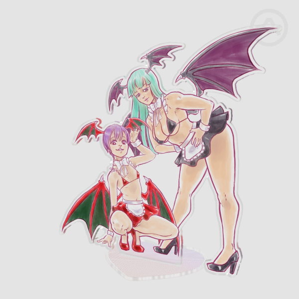 Darkstalkers Maid Morrigan & Lilith Clear Acrylic Standees