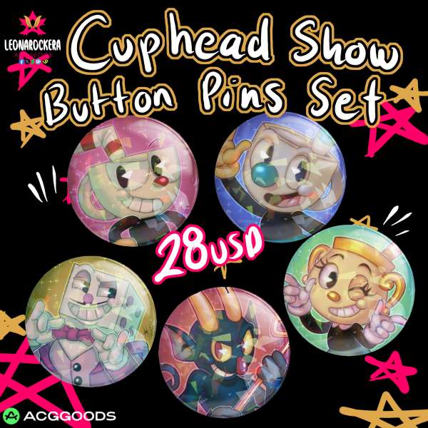 The Cuphead Show Button Pins Set