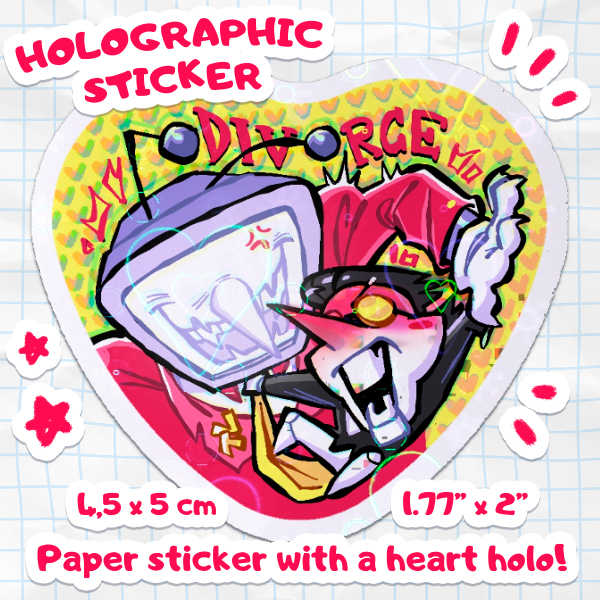 Spamtenna Divorce - Holographic Sticker [Deltarune]