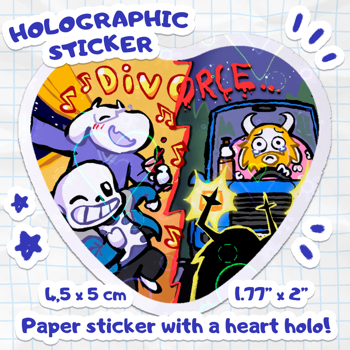 Toriel and Asgore's Divorce - Holographic Sticker [Deltarune]