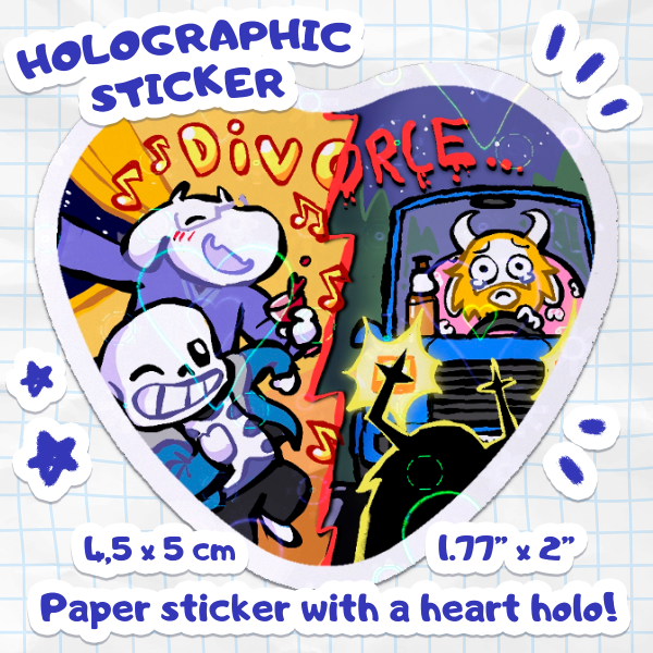 Toriel and Asgore's Divorce - Holographic Sticker [Deltarune]
