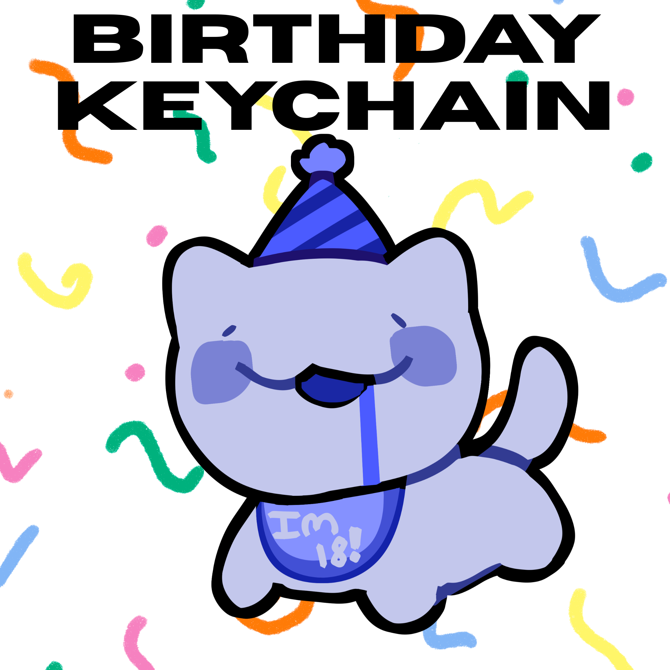 Birthday kitty keychain
