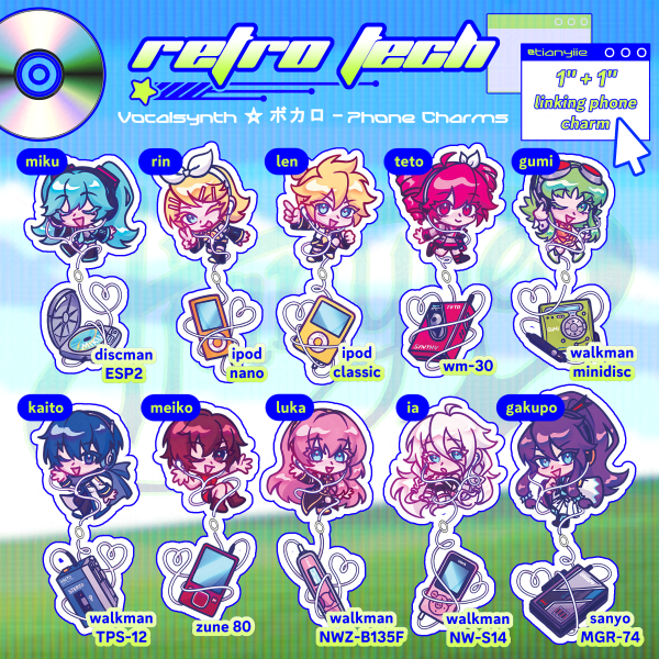 Retro Tech Vocaloid Charm Set: Crypton 6