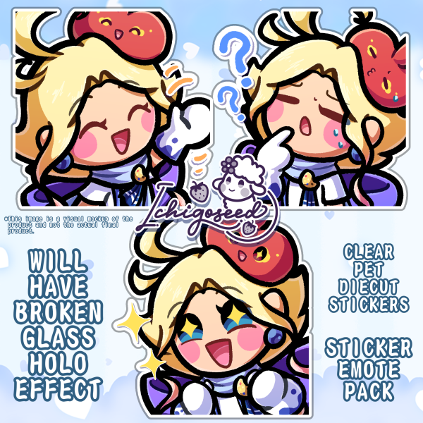 [EMOTE COLLECTION STICKER BUNDLE] Peindre Nijifude - Clear PET Vinyl Die Cut Stickers (Broken Glass holo)