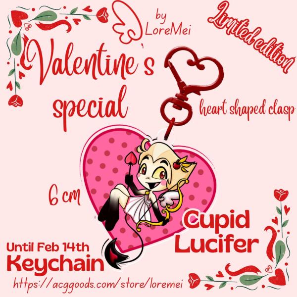Valentine's Special - Cupid Lucifer Heart Acrylic Keychain (Limited Edition)