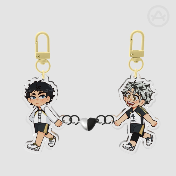 bokuaka heart connected keychain