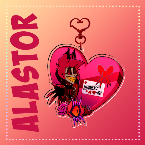 Valentine’s Alastor || Hazbin Hotel Glitter Keychain