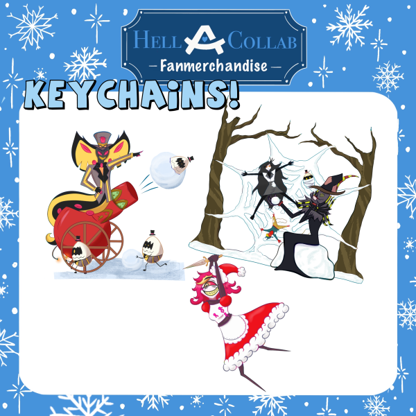 Hazbin Hotel Snowball Fight Collab Final Sale || Zestial || Sir Pentious || Niffty Keychains set