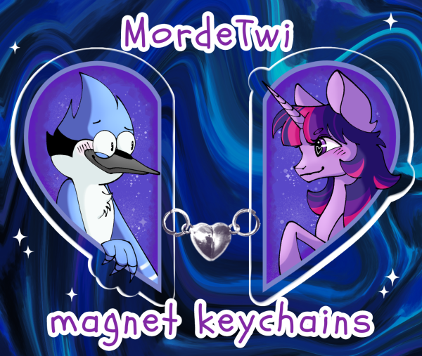 Twilight × Mordecai magnet keychain