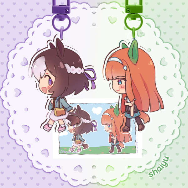 Spe & Suzuka ℧ Keychains and Sticker Set