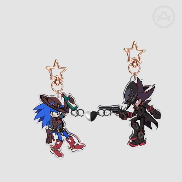 Cowboy Sonadow Couple Keychains clear version