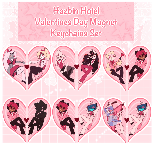 Hazbin Hotel Valentines Day Magnet Keychain Set
