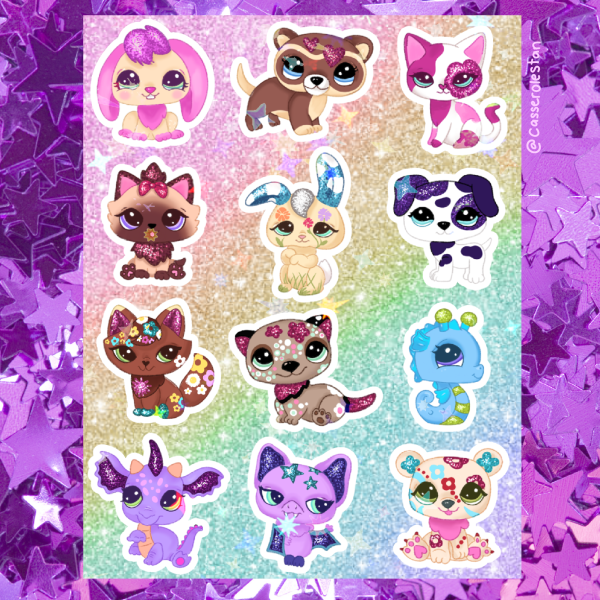 Littlest Pet Shop Glitter Pets Sticker Sheet