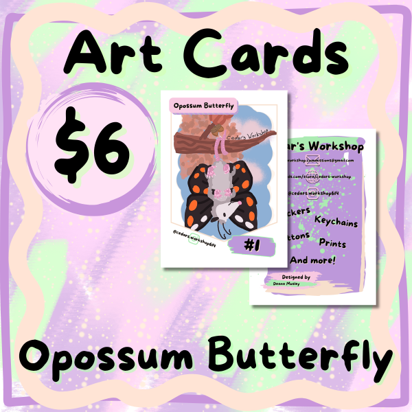 Opossum Butterfly Art Collector Card