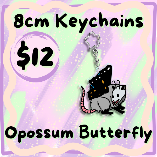 Opossum butterfly Acrylic Keychain
