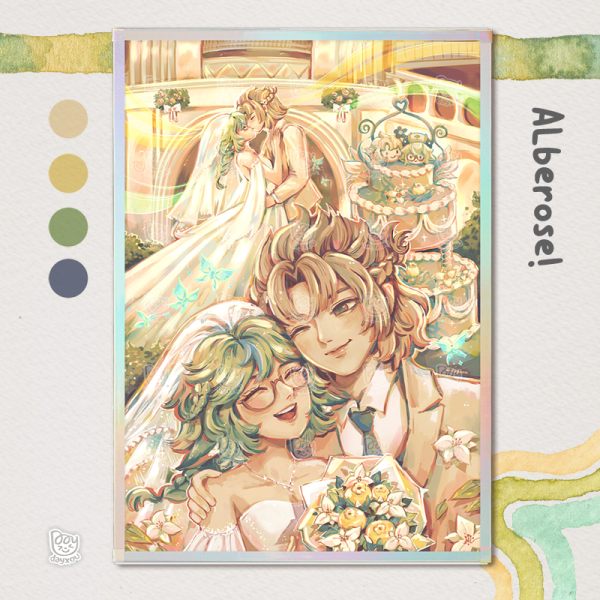 Alberose Wedding (Albedo & Sucrose) A5 Art Boards with Rainbow-Edged - 5.8" x8.3"(148x210mm)