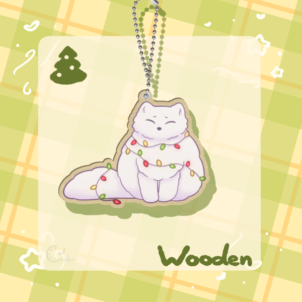 Festive Fox - Wooden Keychain