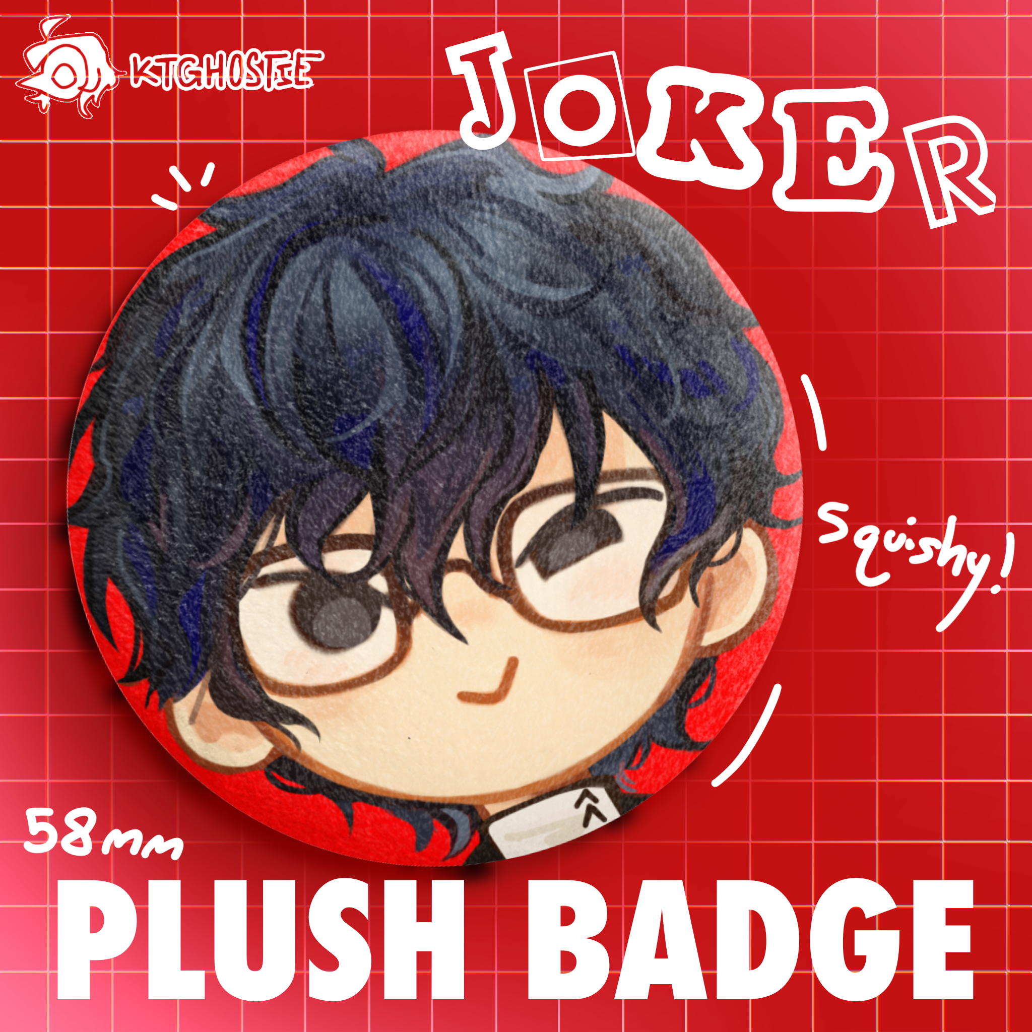 Joker/Ren Amamiya/Akira Kurusu Persona 5 Plush Badge